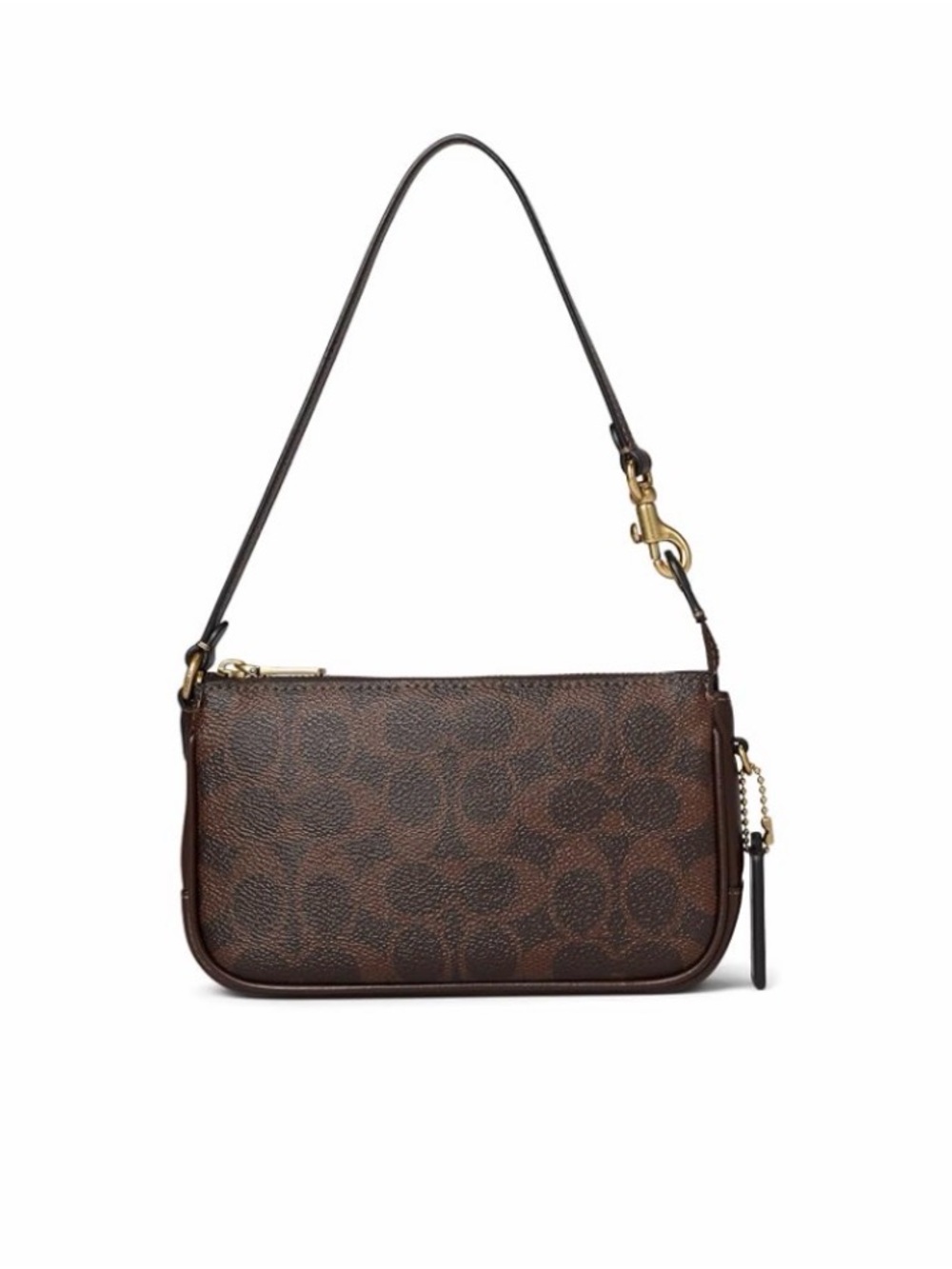 Coach Brown Signature Small Shoulder Bag with Gold Hardware
